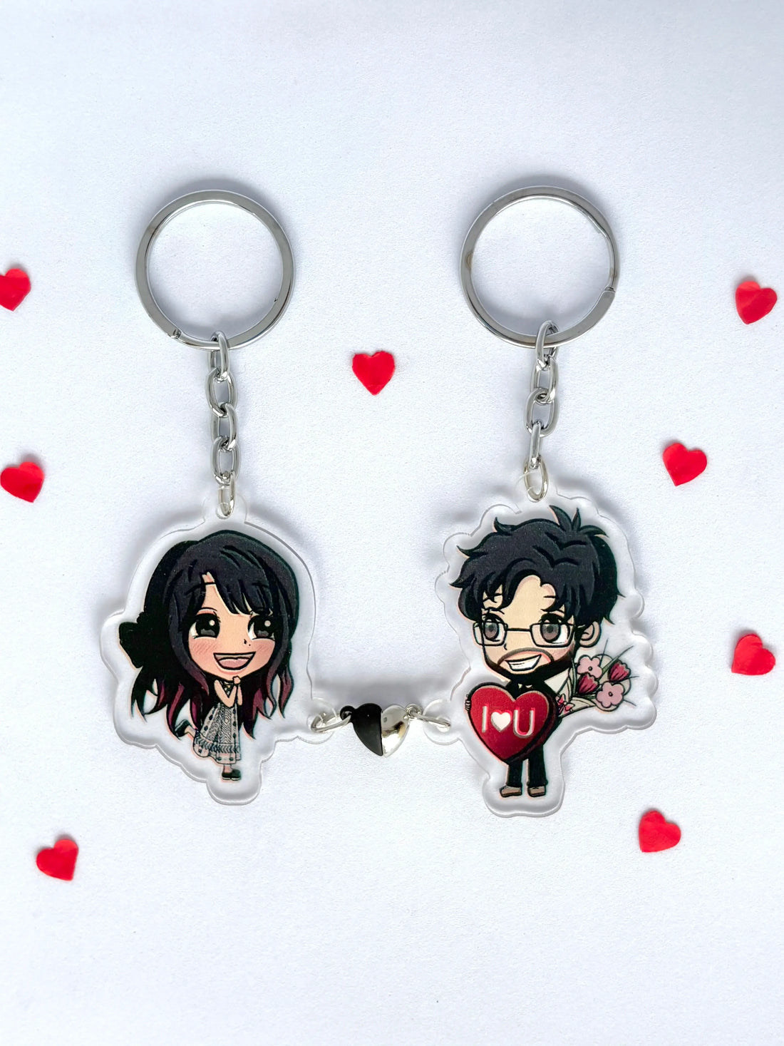 Personalised Valentine’s Day couple keychain made from photo