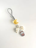 Acrylic charm kawaii keychain — Orange boba cat design