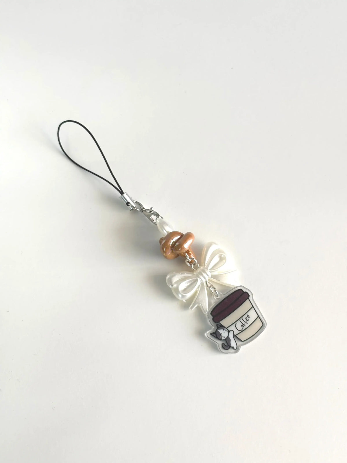 Acrylic charm kawaii keychain — Coffee cat design