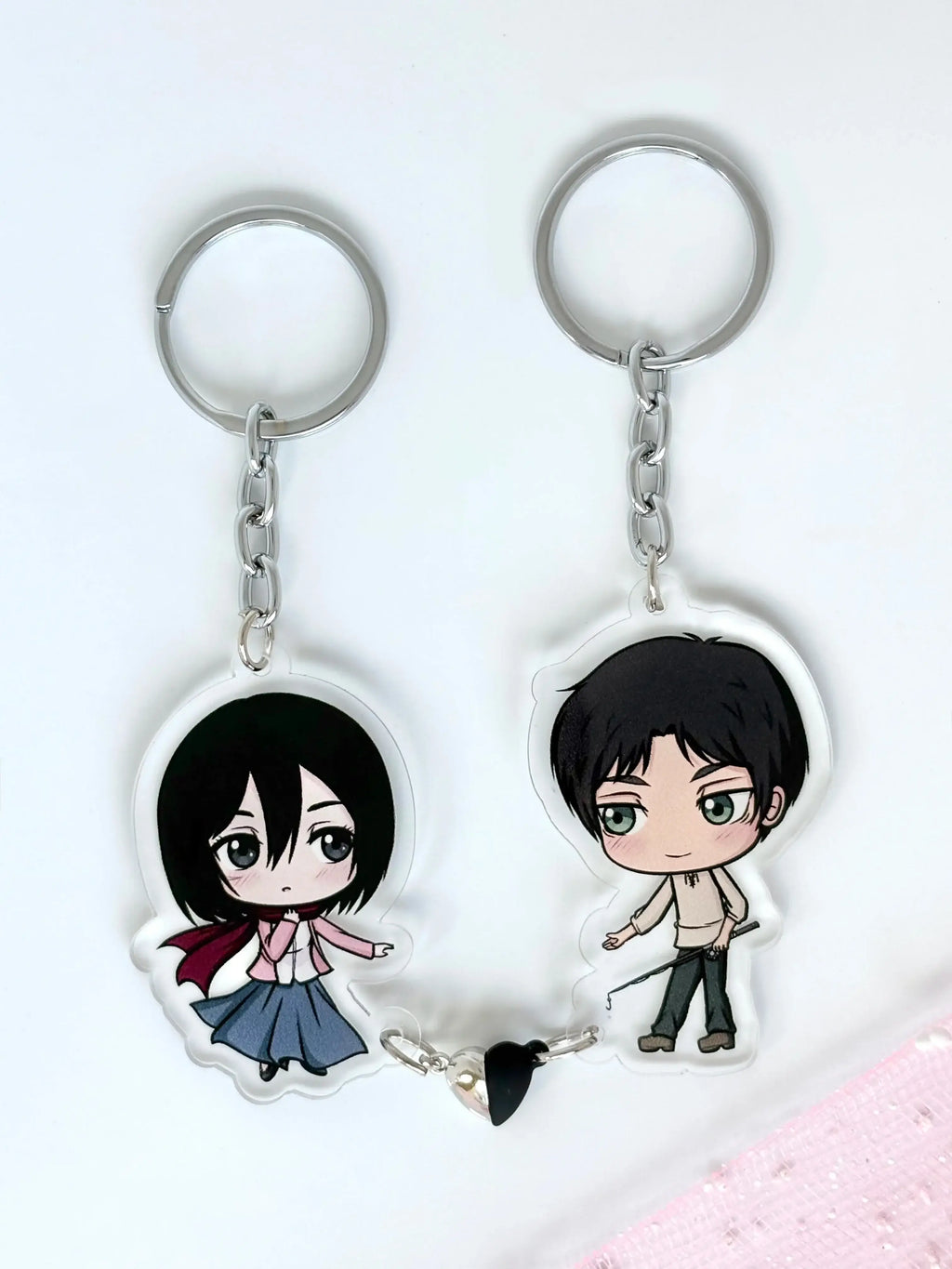 Anime Couple Keychain of Eren and Mikasa from Attack on Titan