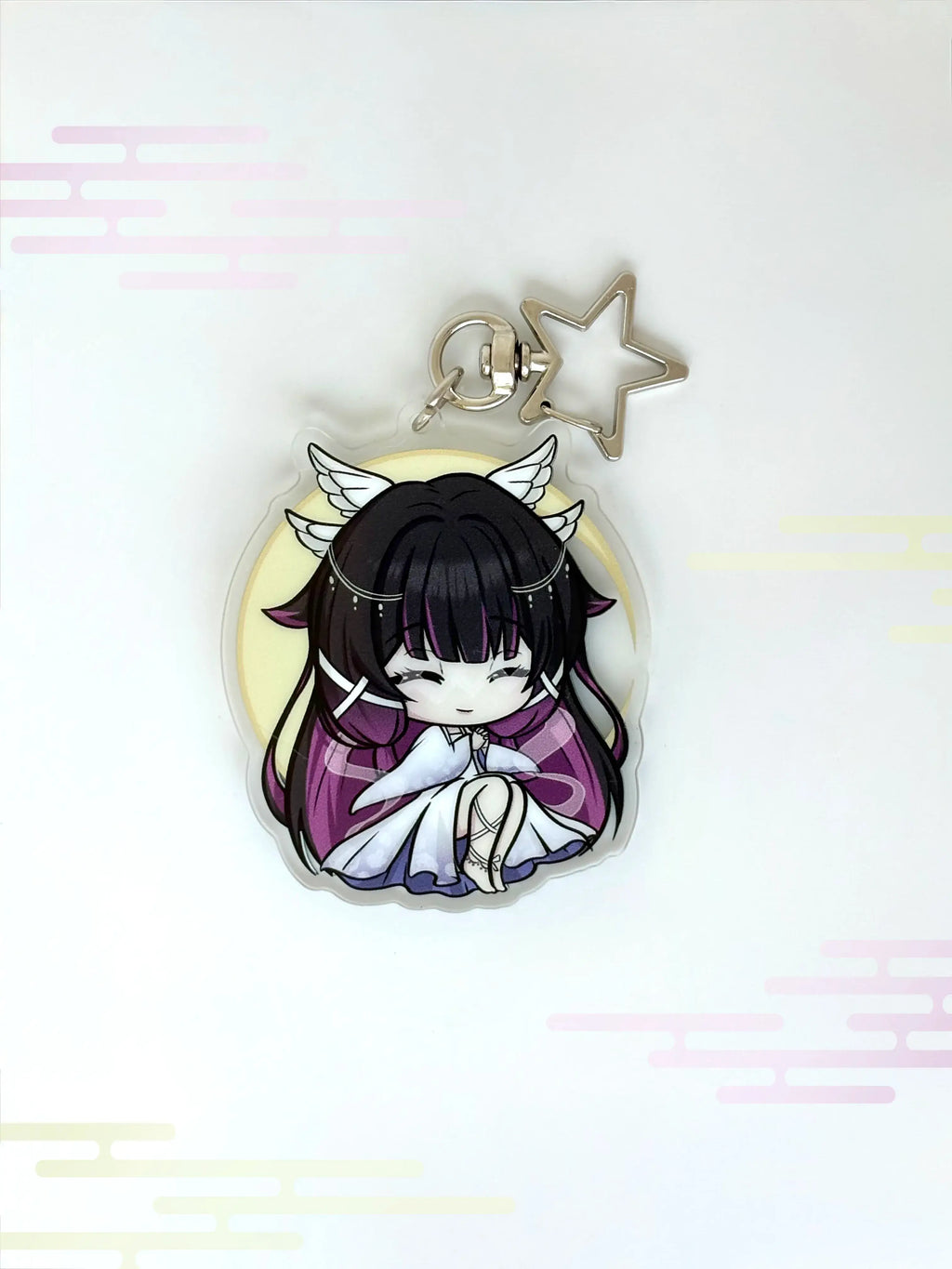 Front view of the Columbina double-sided anime keychain featuring vibrant character artwork.
