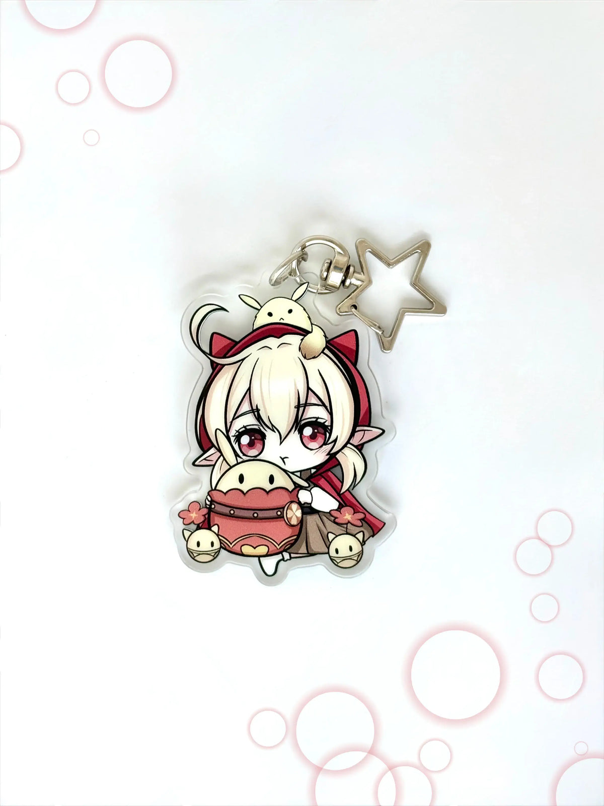 Front view of the Klee double-sided anime keychain featuring vibrant character artwork.