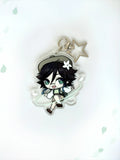 Front view of the Venti double-sided anime keychain featuring vibrant character artwork and a sparkling glitter acrylic finish.
